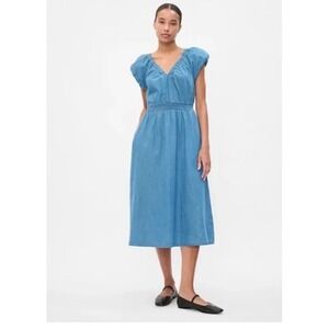 Gap Denim Dress Beachy Cottage Pockets Women XXL Comfort Relax Plus Size‎